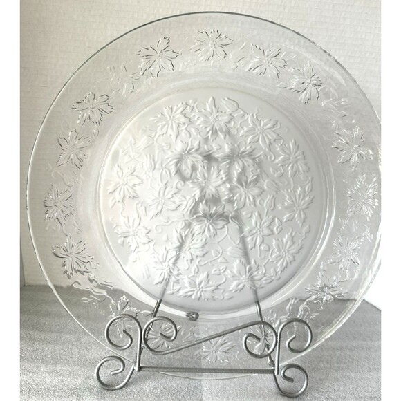 Princess House FANTASIA 13” Large Round Crystal Serving Platter Embossed Floral - Picture 1 of 6